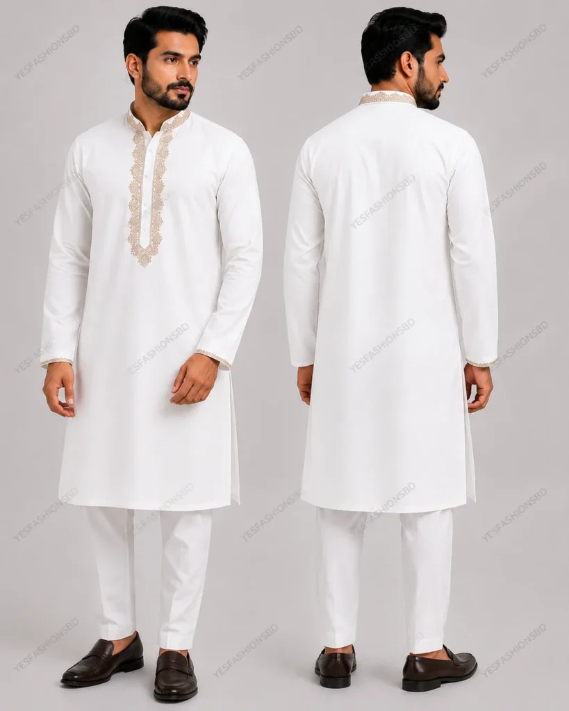 Premium Cotton Panjabi with Zari Embroidery
