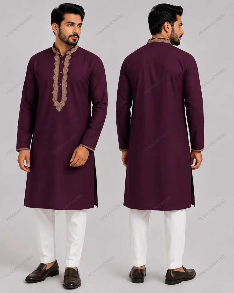 Panjabi for Men – Embroidered Kurta with Mandarin