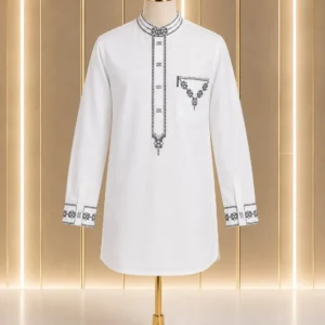 White with Black Embroidered