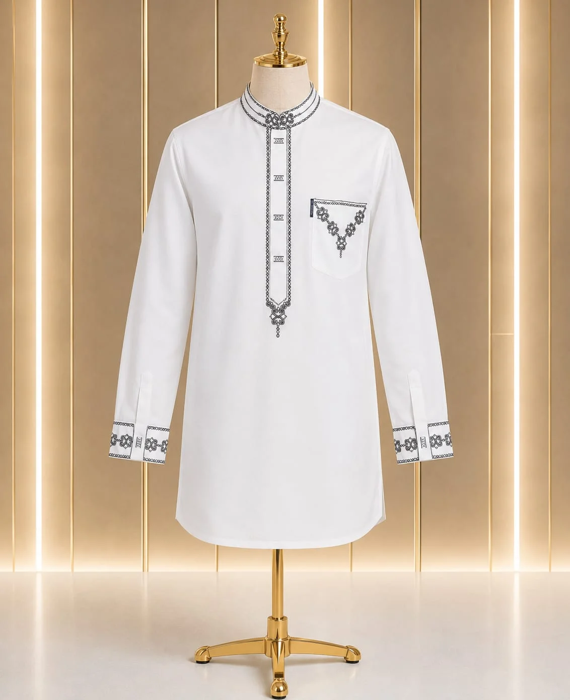 Men's full sleeve katua with black embroidery