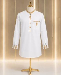 Men's Full Sleeve Katua – Golden Embroidered Panjabi