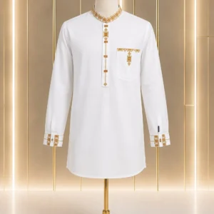 White with Golden Embroidered