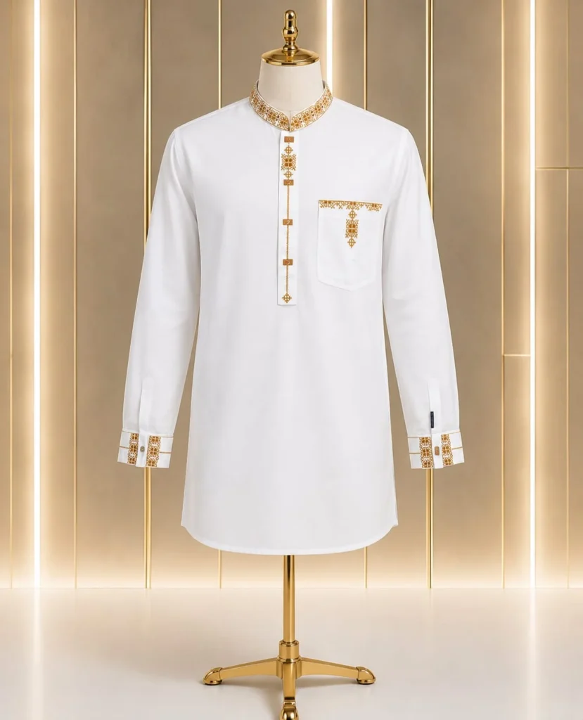 Men's Full Sleeve Katua – Golden Embroidered Panjabi
