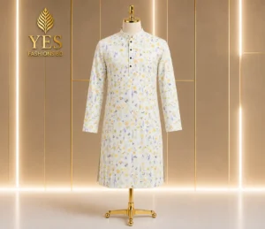 Men's Printed Indian Silk Cotton Panjabi – Premium Floral Punjabi
