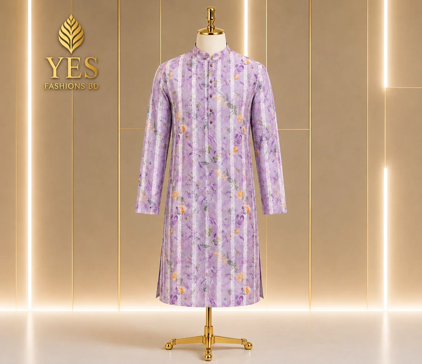 Designer Printed Panjabi | Men's Silk Cotton Punjabi