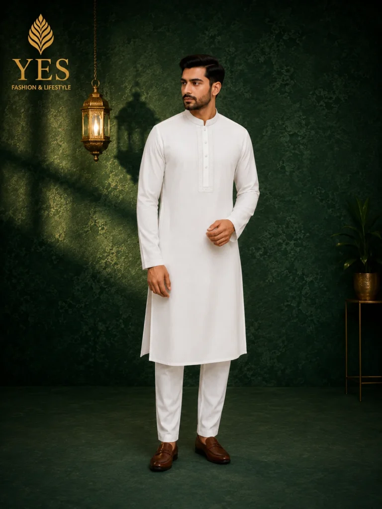 Premium White Embroidery Panjabi for Men | Original Unitika Fabric
