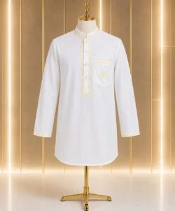Men's Full Sleeve Katua – Yellow Embroidered Panjabi