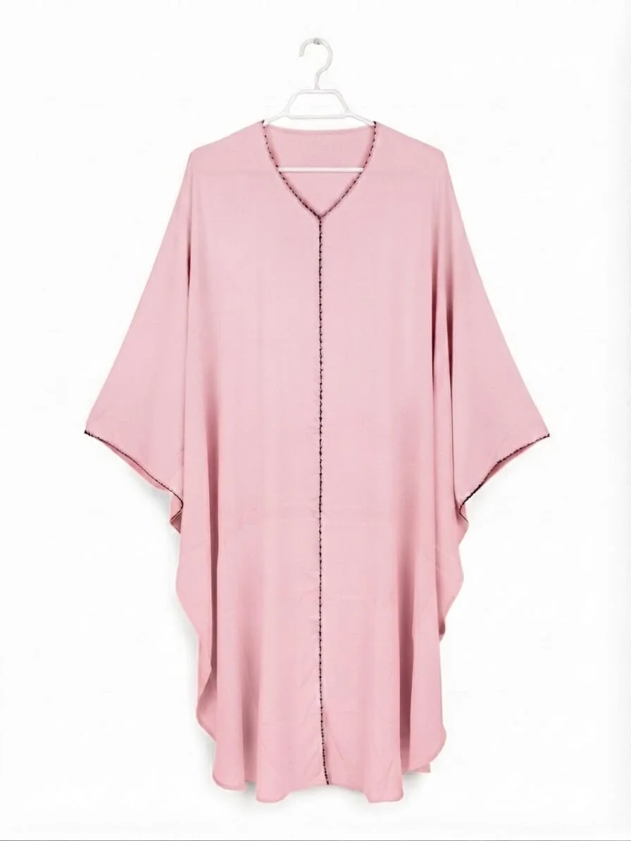 One-Part Simple Karchupi Lace Abaya | Korean Crushed Fabric - Image 6